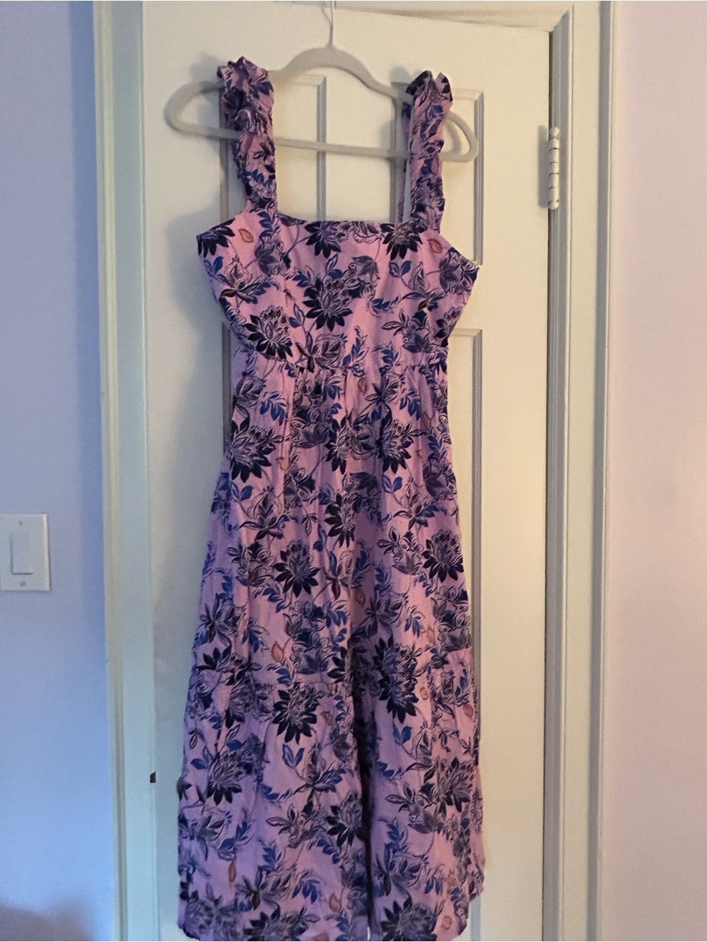 J. Crew Pink Floral Dress with Ruffled Straps